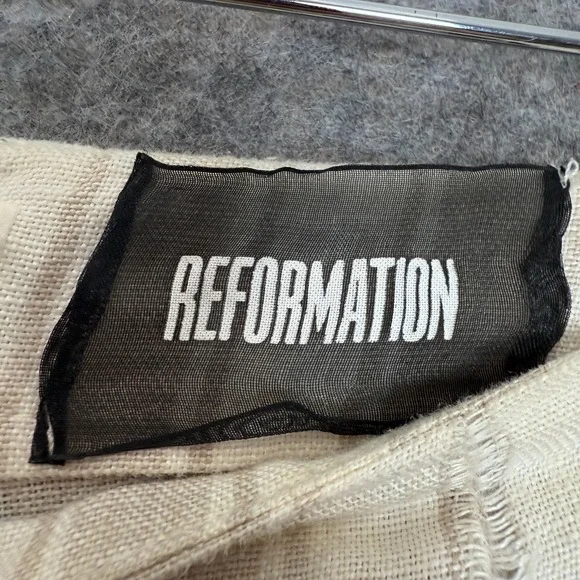 Reformation Wide Leg Striped Pants Womens 6 Cuffed High Rise Surplus Fabric USA‎ - Picture 5 of 16